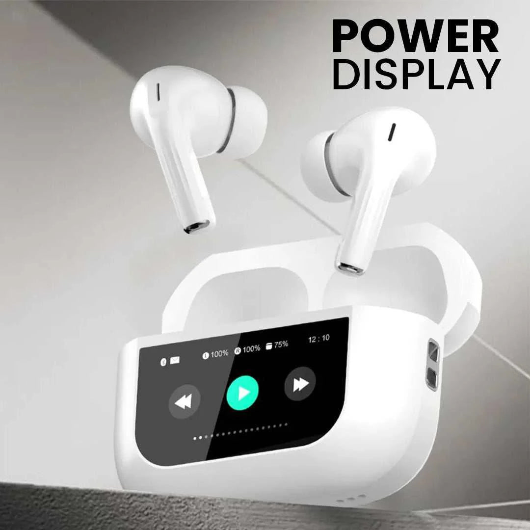 Touch screen premium active noise cancelling anc earbuds true wireless - anc 25db + enc - in-ear earphones + 4 microphones top quality - Bluetooth 6.0 with charging case 470 mah (4 charges) - Touch control screen on the charging case